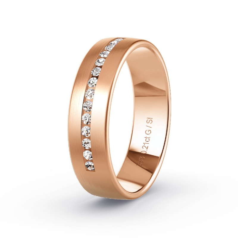 Trouwring Roodgoud - 0.21 ct diamanten - Model N°2175 Trouwring Roodgoud - 0.21 ct diamanten - Model N°2175