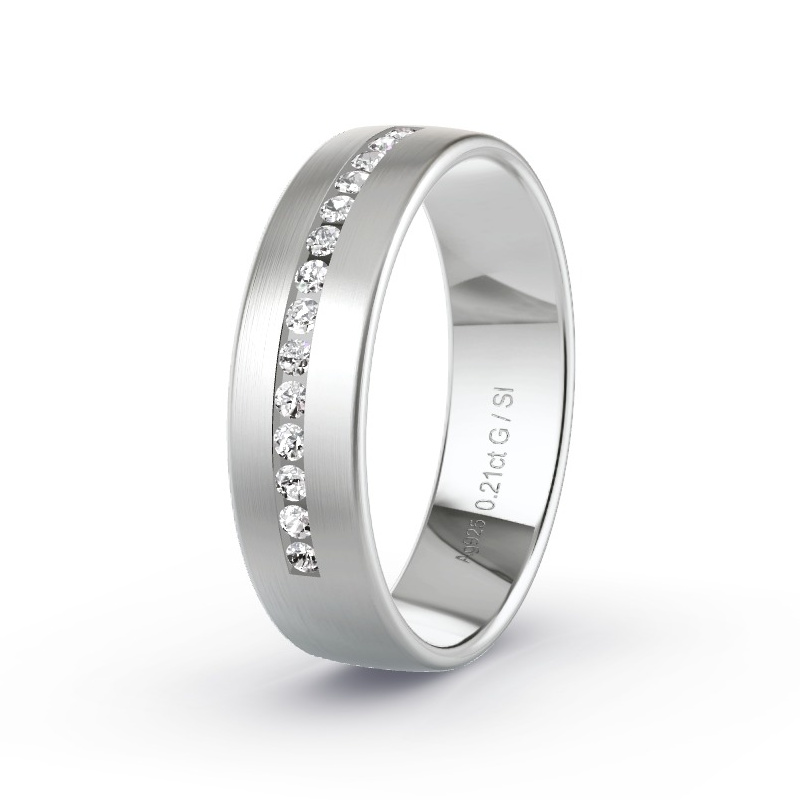 Trouwring Zilver - 0.21 ct diamanten - Model N°2175 Trouwring Zilver - 0.21 ct diamanten - Model N°2175