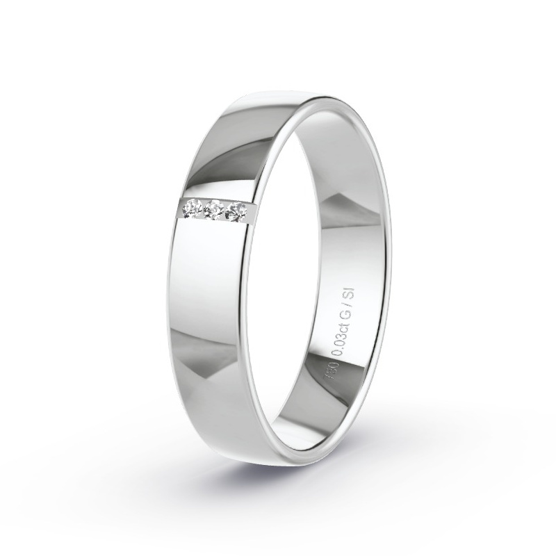 Trouwring Witgoud - 0.03 ct diamanten - Model N°2176 Trouwring Witgoud - 0.03 ct diamanten - Model N°2176