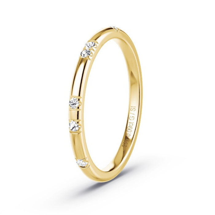 Memoirering Geelgoud - 0.09 ct Diamanten - Model N°4129 Memoirering Geelgoud - 0.09 ct Diamanten - Model N°4129
