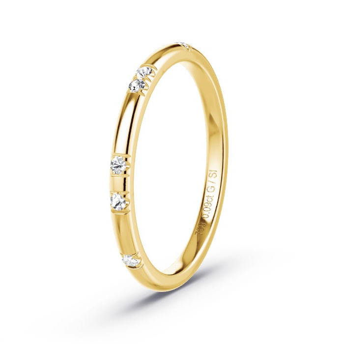 Memoirering Geelgoud - 0.09 ct Diamanten - Model N°4129 Memoirering Geelgoud - 0.09 ct Diamanten - Model N°4129