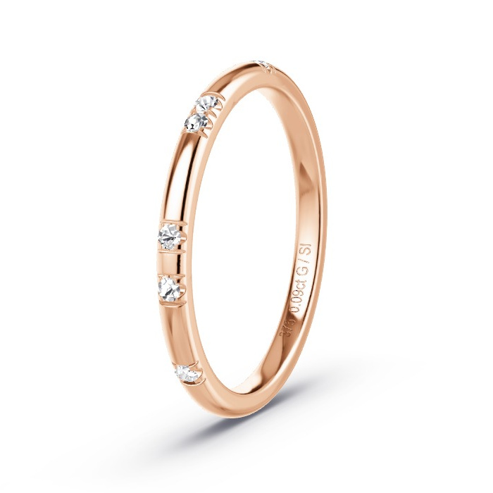 Memoirering Rosegoud - 0.09 ct Diamanten - Model N°4129 Memoirering Rosegoud - 0.09 ct Diamanten - Model N°4129