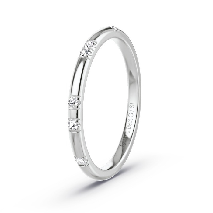 Memoirering Zilver - 0.09 ct Diamanten - Model N°4129 Memoirering Zilver - 0.09 ct Diamanten - Model N°4129