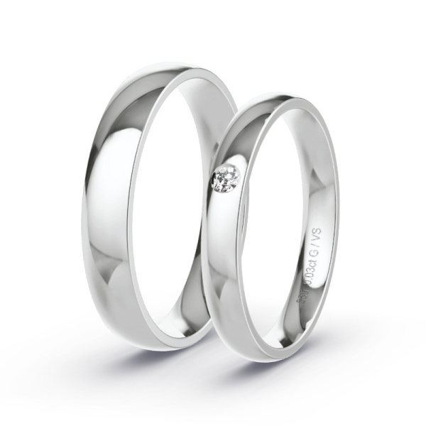 Trouwringen Witgoud - 0.03 ct diamanten - Model N°1002