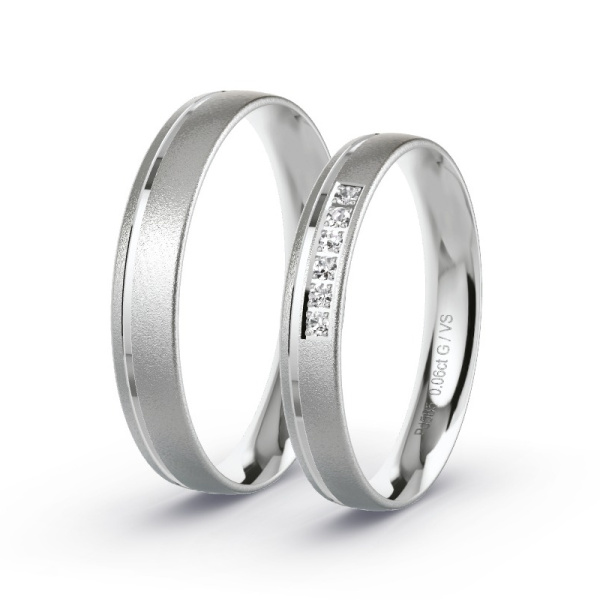 Trouwringen Palladium - 0.06 ct diamanten - Model N°1008