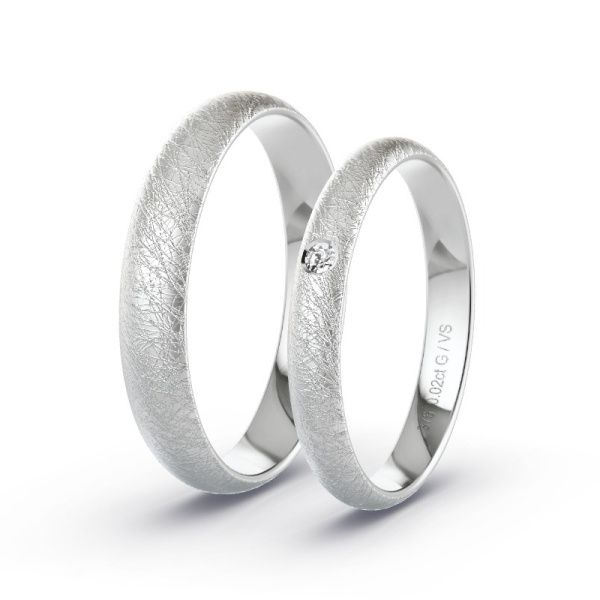 Trouwringen Witgoud - 0.02 ct diamanten - Model N°1011
