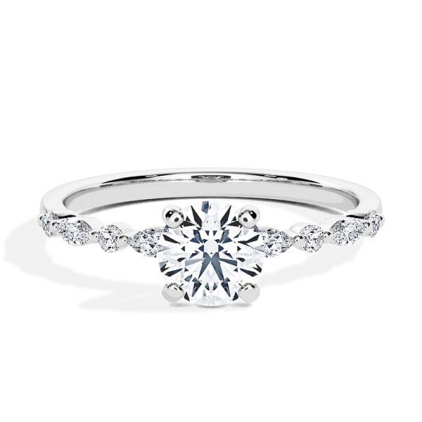 Verlovingsring Witgoud - 0.54 ct Briljant - Model N°3018, Zijsteen